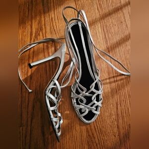 BCBGMaxAzaria Silver Strappy Women's Heels